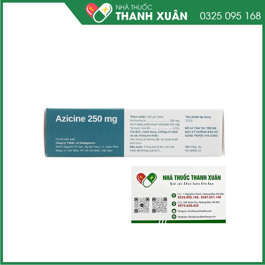 Azicine 250mg thuốc điều trị các chứng nhiễm trùng đường hô hấp trên và đường hô hấp dưới; da và mô mềm; các bệnh lây truyền qua đường sinh dục